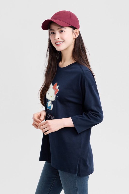 三麗鷗寬長版八分袖印花T恤-03-女