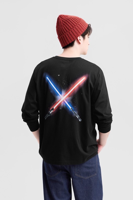 STAR WARS系列寬版長袖印花T恤-01-男
