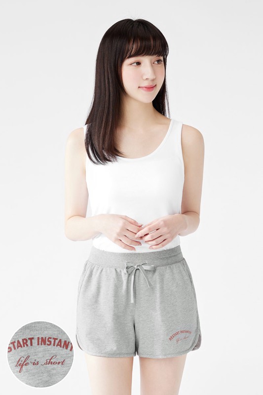 小毛圈文字印花短褲-女