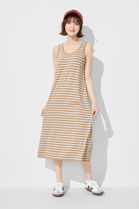 純棉條紋背心長洋裝-女