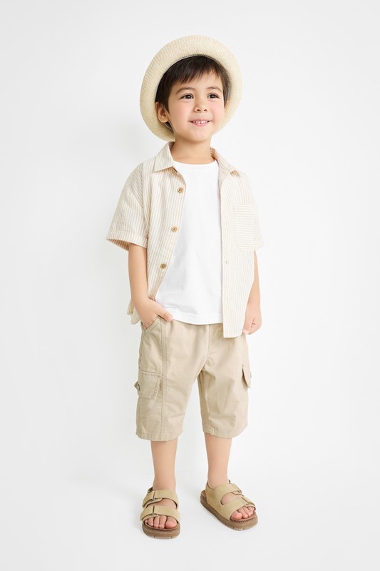 純棉工裝七分褲-童