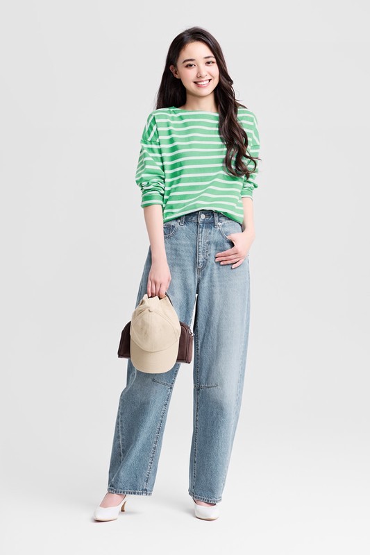 高腰錐形牛仔褲-女