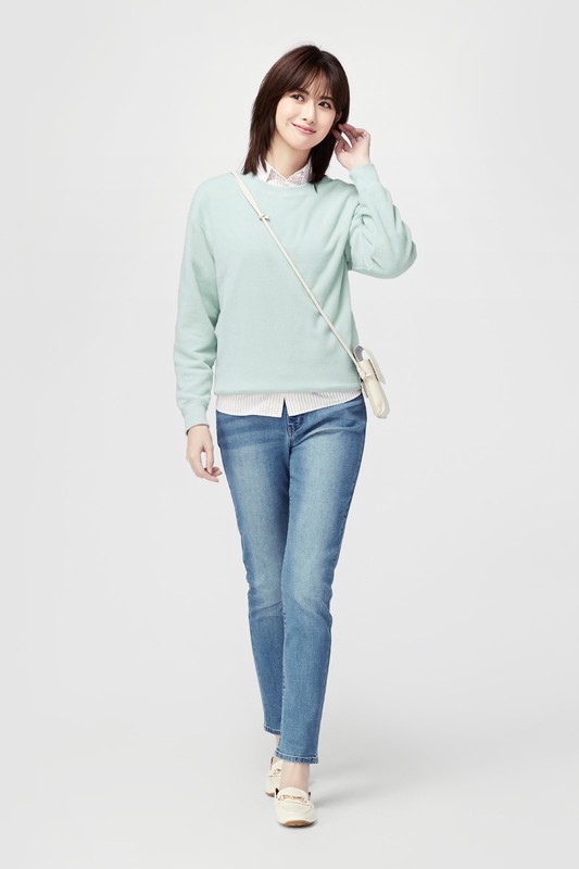 Fleece寬版圓領上衣-女