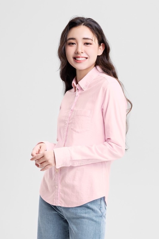 牛津修身長袖襯衫-女