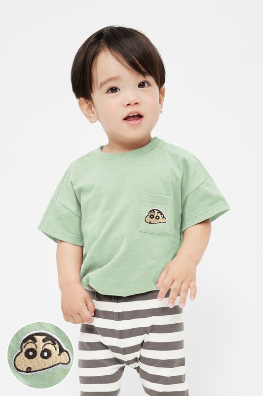 蠟筆小新竹節棉口袋電繡T恤-Baby