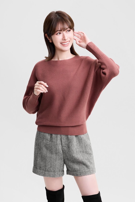 粗針寬版連袖毛衣-女