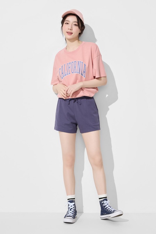 粗紡寬長版文字印花T恤-女