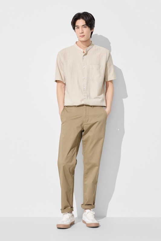 彈性直筒卡其褲-男