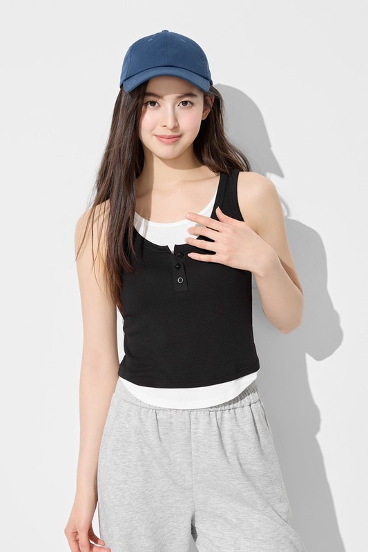 Bra輕柔假兩件背心-女