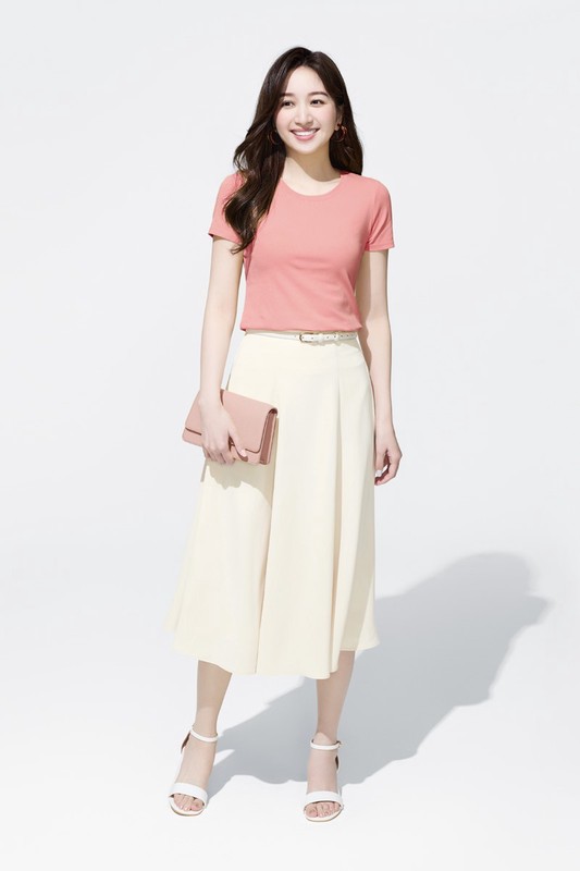 棉質羅紋圓領T恤-女