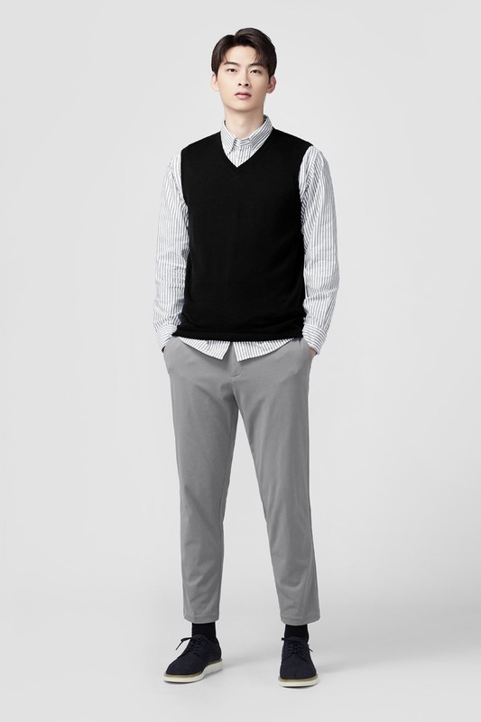 美麗諾羊毛混紡針織背心-男