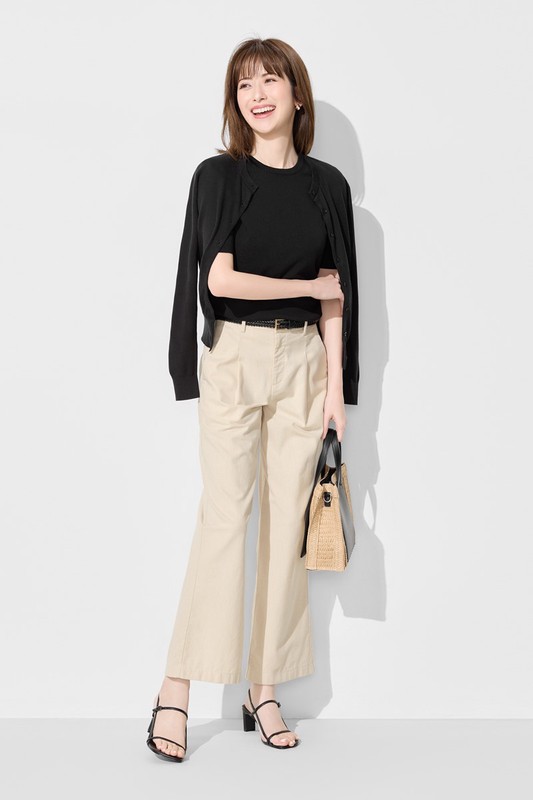 圓領五分袖針織衫-女