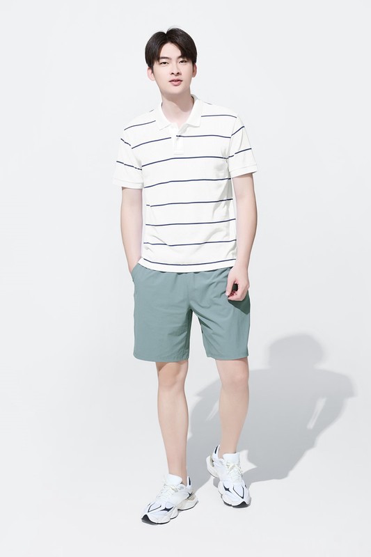純棉網眼條紋polo衫-男