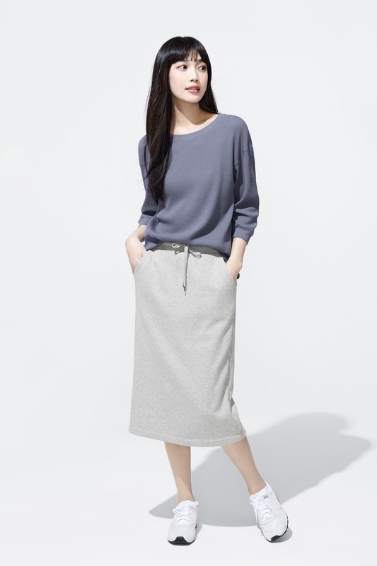 華夫格寬鬆七分袖T恤-女