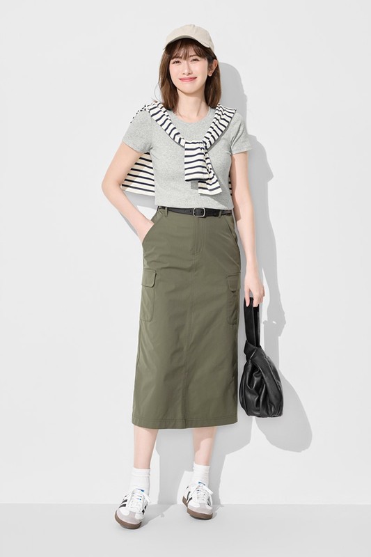 機能彈性工裝長裙-女