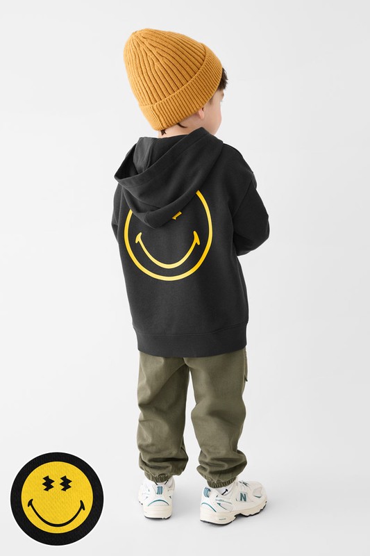 SmileyWorld®毛圈寬版印花連帽衫-02-童