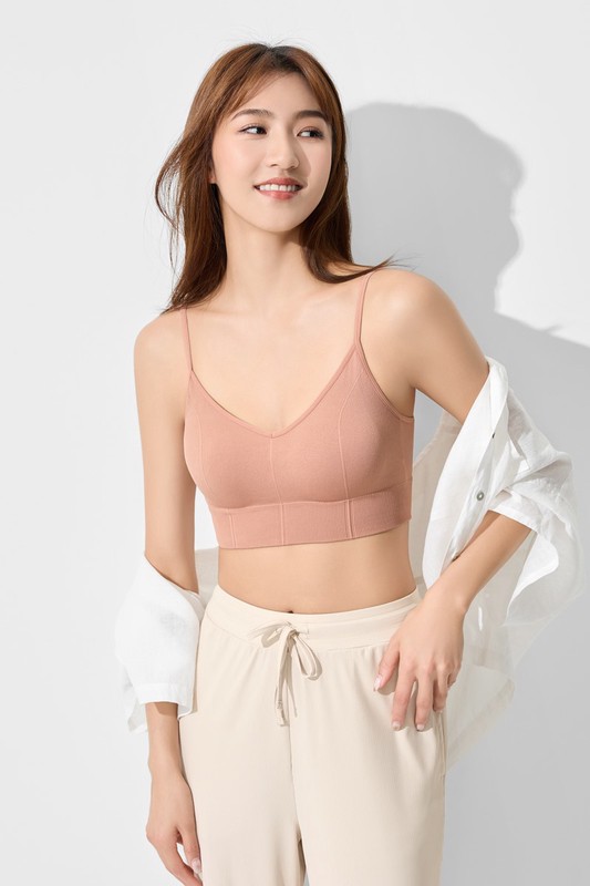 可拆式無縫Bra短版細肩帶背心-女