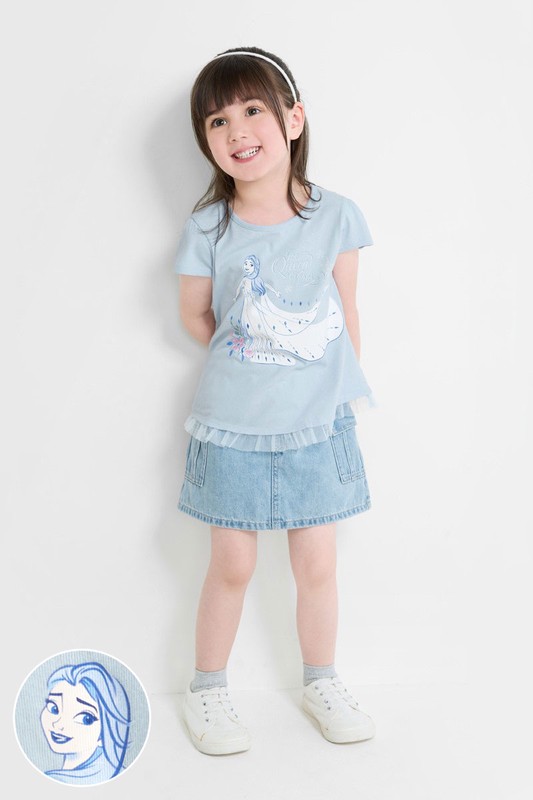 迪士尼系列網紗拼接印花T恤-46-童