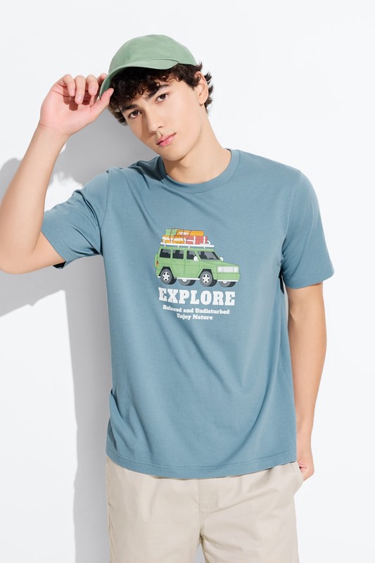 旅行探索印花T恤-男