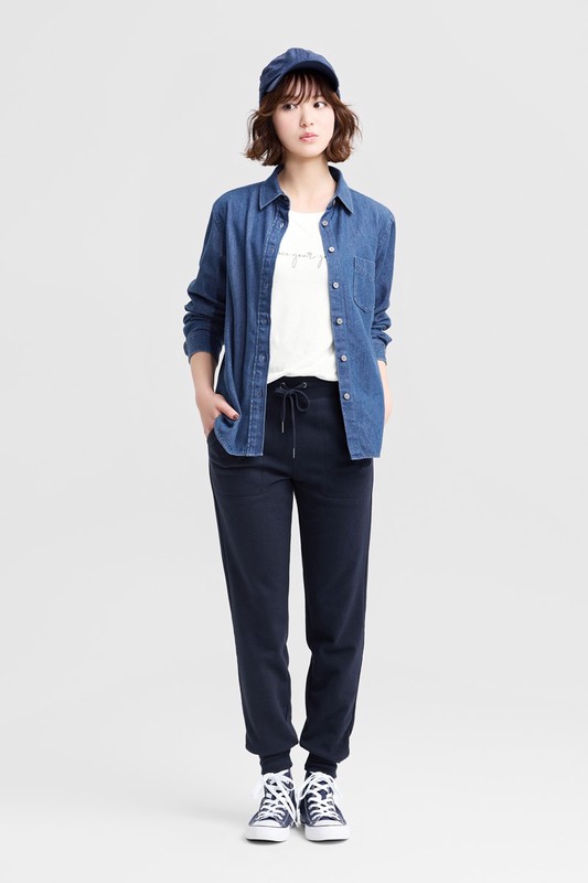 牛仔長袖襯衫-女