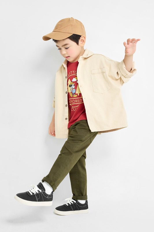 棉質彈性長褲-童