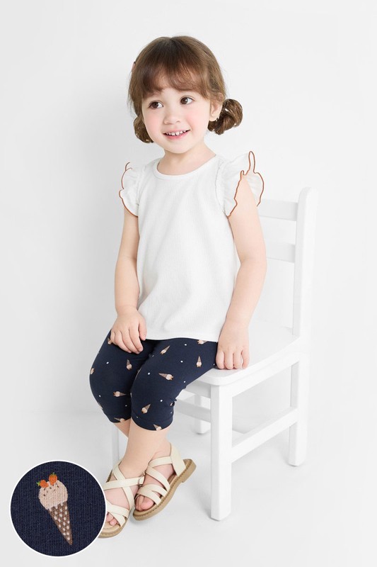 彈力甜點印花七分內搭褲-Baby