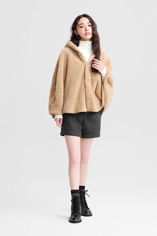 長刷毛造型斗篷-女