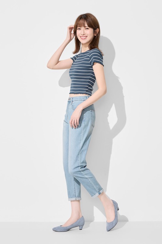 修身男友風九分牛仔褲-女