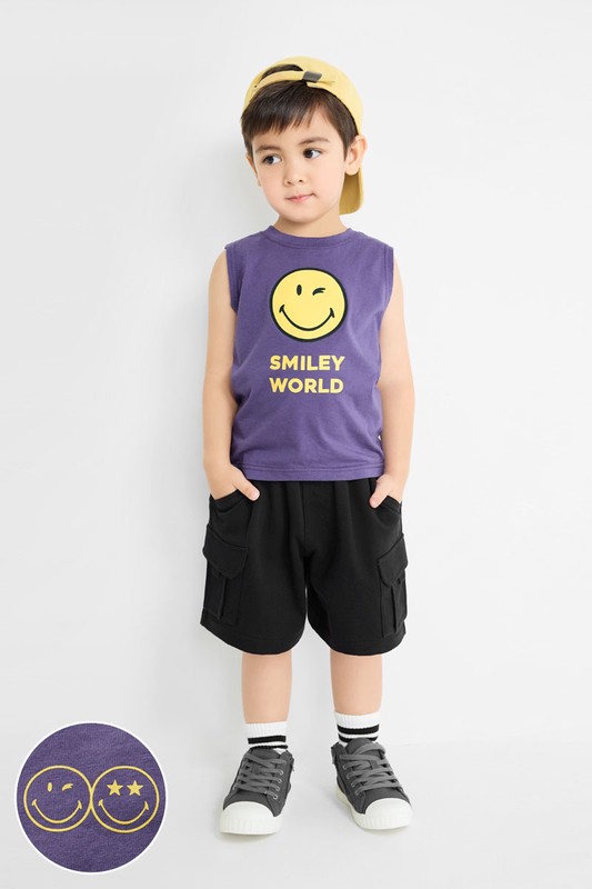 SmileyWorld®純棉寬版印花背心-童