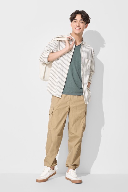 竹節棉V領T恤-男