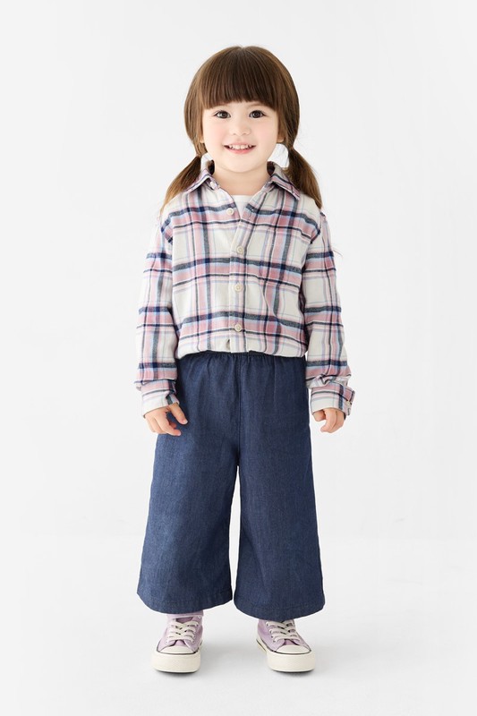 法蘭絨格紋襯衫-童