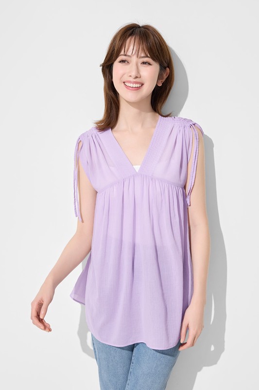 棉質抽繩造型上衣-女