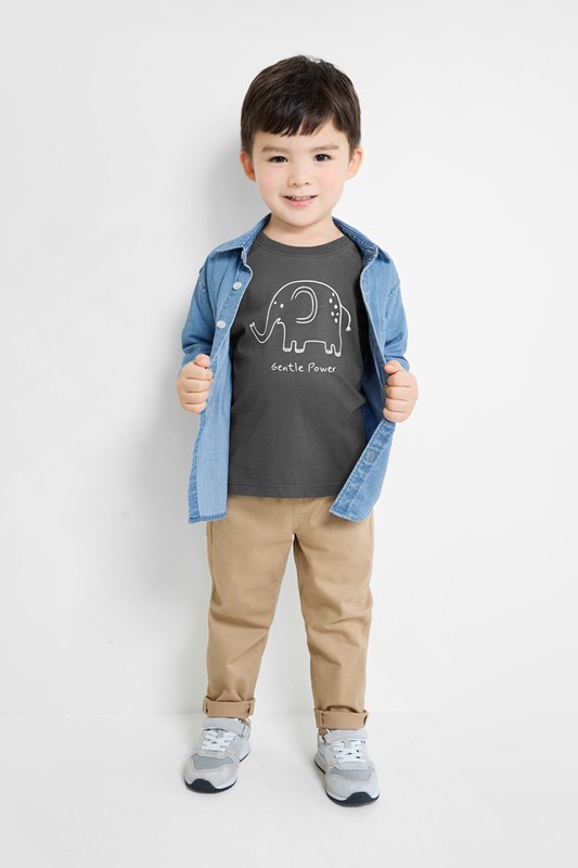 棉質彈性長褲-童