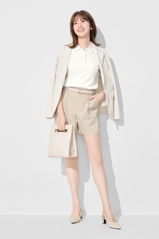 棉質網眼彈性polo衫-女