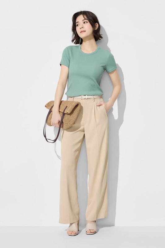 垂墜打褶寬褲-女