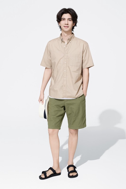 棉麻短褲-男