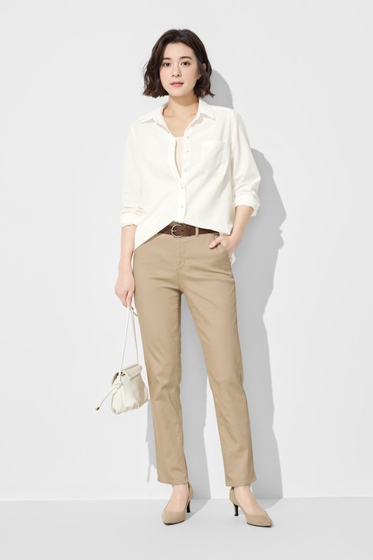 卡其修身直筒長褲-女