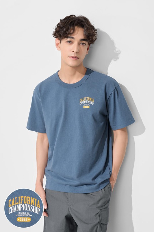 粗紡寬版文字印花T恤-02-男