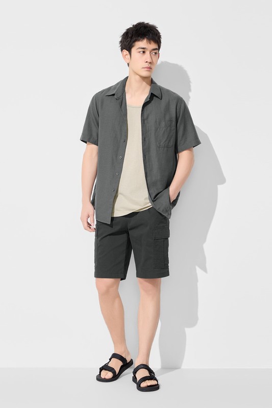 鬆緊工裝短褲-男