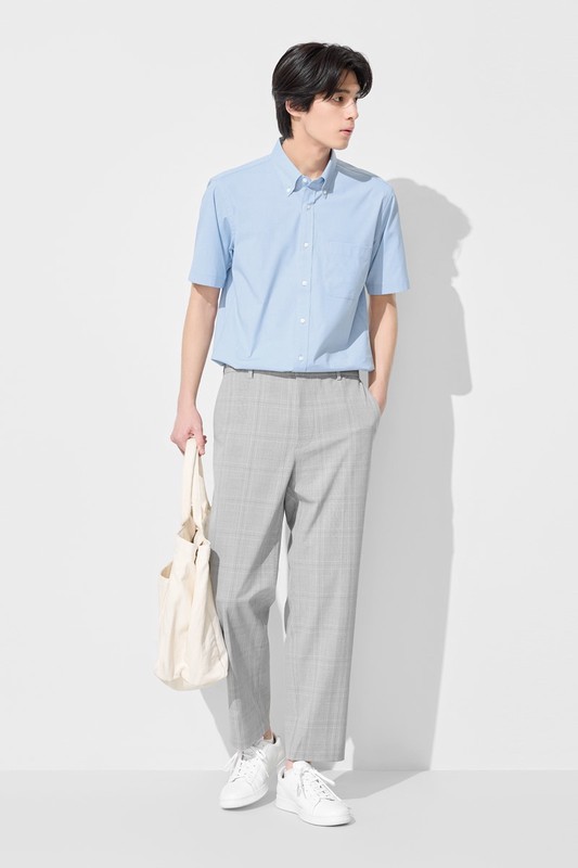 商務彈性短袖襯衫-男