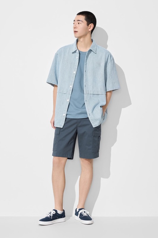 鬆緊工裝短褲-男