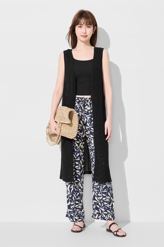 鏤空針織長版背心-女