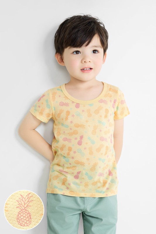 純棉網眼印花T恤(2入)-童