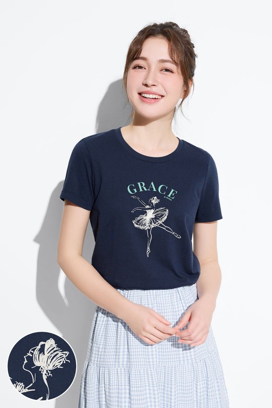 芭蕾女伶印花T恤-女