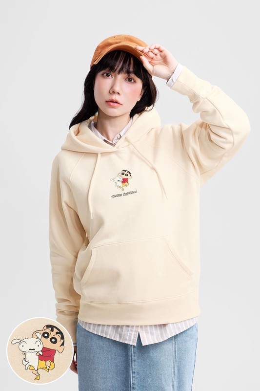 蠟筆小新刷毛印花連帽衫-08-女