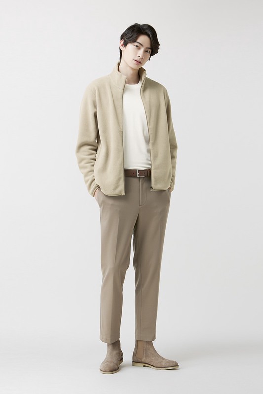 heatup圓領九分袖上衣-男