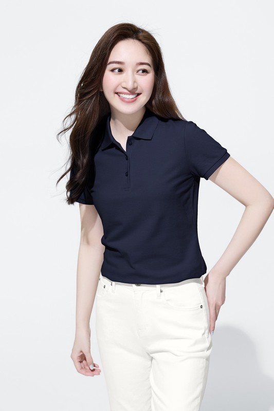 棉質網眼彈性polo衫-女