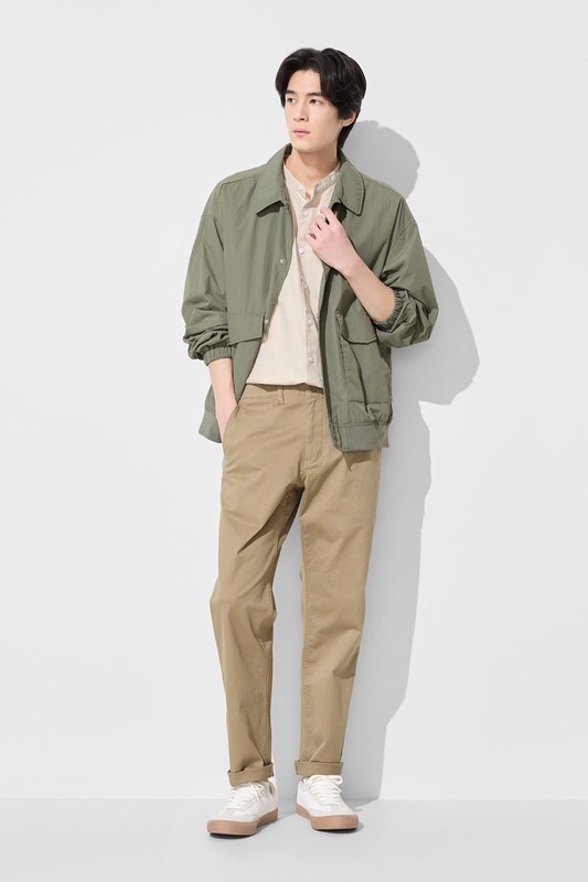 彈性直筒卡其褲-男