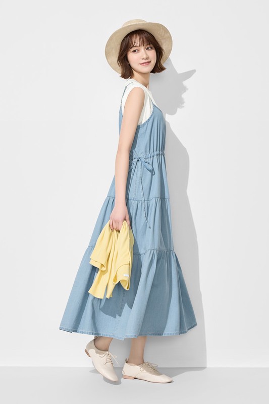 細肩牛仔蛋糕洋裝-女