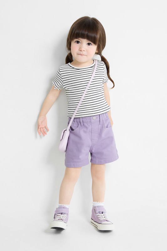 多色牛仔短褲-童